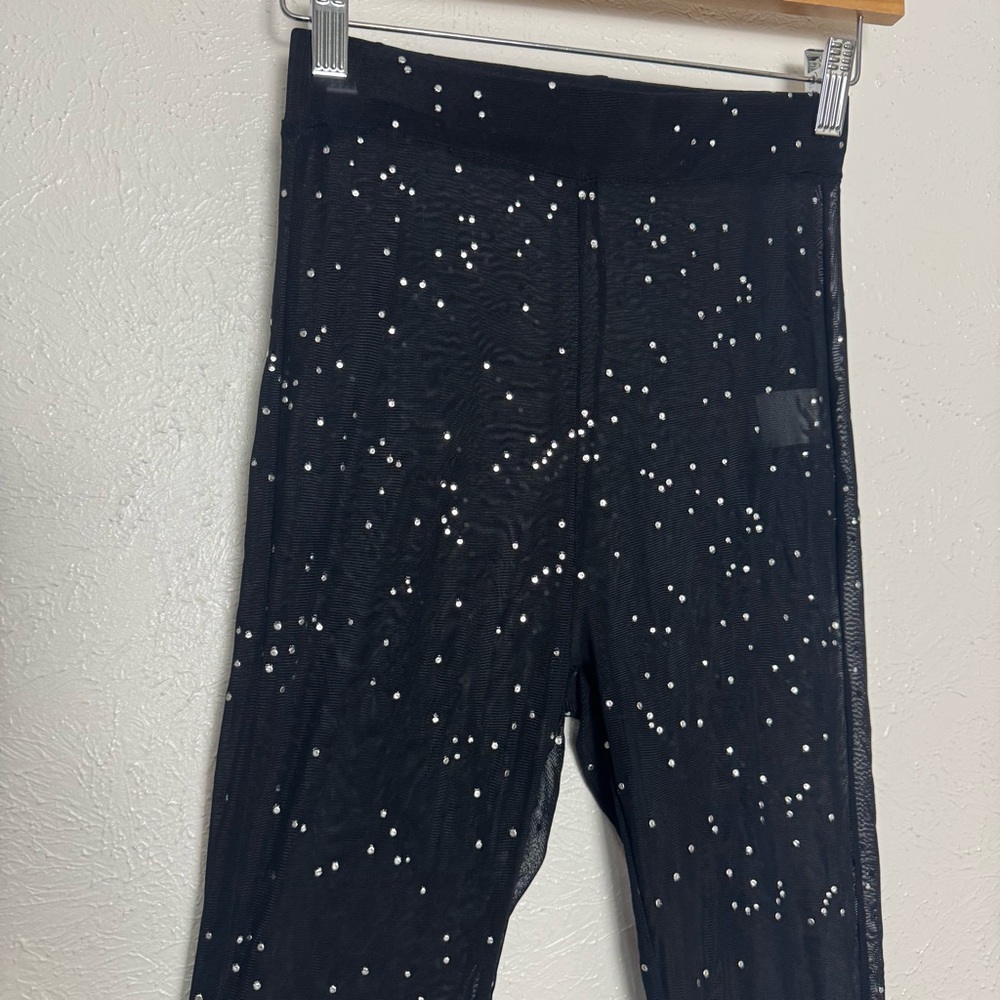 Sheer High Rise Sparkle Flare Leggings - Picture 6 of 9
